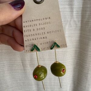 Anthropologie Fruit Drop Earrings Olive